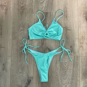 SHEIN Teal Tie Bikini Set